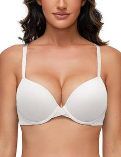 Deyllo Super Push up BH Damen mit Bügel Extrem Seamless T-Shirt BHS Comfy Gepolstert Bra Body Make up für Kleine Brüste Weiß 85B von Deyllo