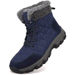 Dhinash Schneestiefel Herren Damen Winterstiefel Wasserdicht Warm Gefüttert Stiefelette Outdoorschuhe Trekkingstiefel Wanderstiefel Winterschuhe Schneeschuhe Wanderschuhe Blau Gr.47 von Dhinash