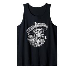 Mexikanisches Skelett mit Sombrero Fumar Y Vivir Smoking Skull Tank Top von Dia De Los Muertos Day of the Dead Men Women Tees