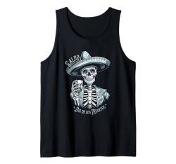 Mexikanisches Skelett mit Sombrero Salud Tequila Trinkparty Tank Top von Dia De Los Muertos Day of the Dead Men Women Tees