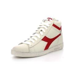 Diadora Unisex Game L High Waxed Hohe Sneaker, Weiß Rot, 44 EU von Diadora