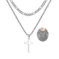 Diamday 925 Sterling Silber Kreuz Kette Halskette für Männer, Herren Kreuz Layered Halsketten Schmuck Geschenke für Boyfriend von Diamday