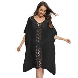 DianShao Damen Strandkleid Bikini Cover-Up, Einteilig, V-Ausschnitt, Sommer Strandurlaub, Cutout Strandponcho, Beachwear von DianShao