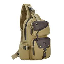 Dickly Herren Brusttasche Multifunktionaler Casual Daypack für Outdoor Sport Klettern, Khaki von Dickly