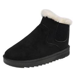 Didadihu Rutschfest Cozy Winter Mini Boots Damen Plateau Schwarz Beige Braun Snow Boots Winterboots Gefüttert Womens Boots Winterschuhe,02 Schwarz,40/EU von Didadihu