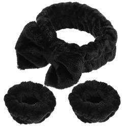 Didiseaon 1 Satz Stirnband Mit Schmetterlingsende Gesichts-stirnband Haarwaschmanschetten Breite Stirnbänder Und Armbänder Schwarze Stirnbänder Für Frauen Spa-haarband Bandana Black Stoff von Didiseaon