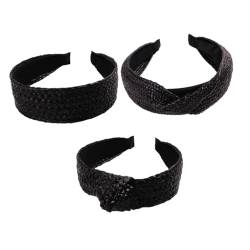 Didiseaon 3st Stirnband Aus Geflochtenem Haar Vielseitiger Kopfschmuck Dickes Haarband Für Frauen Boho-haarschmuck Modisches Haarband Haarschmuck Für Die Hochzeit Damen Haarband Bambus Black von Didiseaon