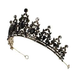 Didiseaon Hochzeitskopfschmuck wedding hair accessories Hochzeitshaarschmuck Schwarze Königinkrone mit Strasssteinen Haarschmuck für Mädchen Krone der Braut Modische Kopfbedeckung Black von Didiseaon