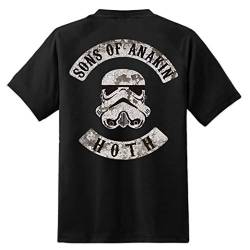 Digital Pharaoh Herren Söhne von Anakin T-Shirt Jedi Kriege Sith Star Skywalker Boba Fett Mandalorian Baby Yoda - Schwarz, XL = 46/48" von Digital Pharaoh