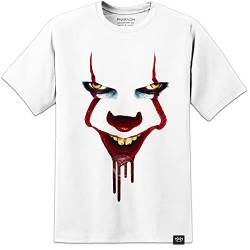 Digital Pharaoh Herren T-Shirt Pennywise IT Clown Horror Halloween Film Gr. 5XL = 157/163 cm, weiß von Digital Pharaoh