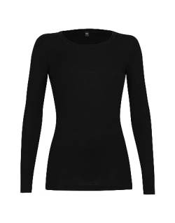 Dilling Merino Langarmshirt für Damen - Extra Feine Unterwäsche aus 100% Bio Merinowolle Schwarz 42 von Dilling