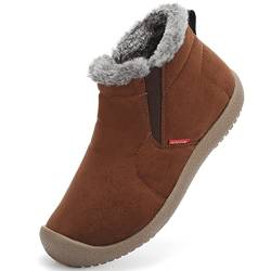 DimaiGlobal Herren Winterschuhe Kunstfell Warm Gefüttert Schneestiefel Winter Outdoor rutschfeste Winterstiefel Stiefeletten 43EU Braun-2 von DimaiGlobal