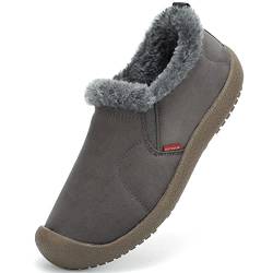 DimaiGlobal Herren Winterschuhe Kunstfell Warm Gefüttert Schneestiefel Winter Outdoor rutschfeste Winterstiefel Stiefeletten 44EU Grau-1 von DimaiGlobal