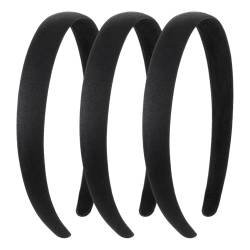 Dimeho 3 Stück Stirnband aus Stoff, 2 cm Breit Hartes Kopfband Modisches Haarreifen Schwarze Haarband Haarschmuck Solides für Damen Mädchen Halloween Weihnachten Party von Dimeho