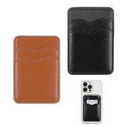 Dimeho Cell Phone Card Wallet, Handy-Kartenhalter im 2er-Pack mit Selbstklebendem Aufkleber für Rückseite Telefons Handy-Geldbörse Kreditkartenhalter Kompatibel mit Meisten Smartphones (Schwarz/Braun) von Dimeho