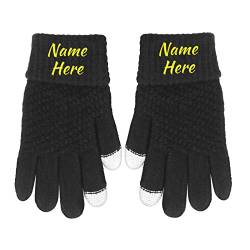 Dinikally Personalisierte Bestickt Winter Name Handschuhe Touchscreen Handschuh Für Mann Frauen (Schwarz) von Dinikally