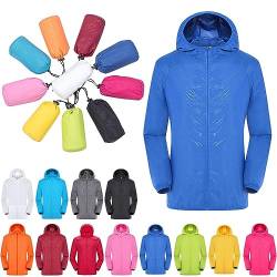 Regenjacke Herren Damen Wasserdicht Atmungsaktiv Dünne Regenmantel Leichte Jacke Outdoorjacke Windbreaker Packbar Übergangsjacke mit Kapuze Damen Regenjacke Leicht Faltbar von Dinnesis