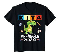 Kinder Kinder Kindergartenkind 2024 Kita Start Anfang Dino T-Rex T-Shirt von Dinosaurier Kindergarten Kindergartentüte Jungen