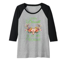 Damen Damen Volksfest Hirsch Reh Kostüm Blumen Trachten T-Shirt Raglan von Dirndl Ersatz Mädchen Damen Trachtenshirt Bayern