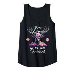 Damen Damen Volksfest Hirsch Reh Kostüm Blumen Trachten T-Shirt Tank Top von Dirndl Ersatz Mädchen Damen Trachtenshirt Bayern