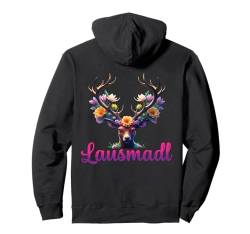 Lausmadl Damen Volksfest Hirsch Reh Kostüm Blumen Trachten Pullover Hoodie von Dirndl Ersatz Mädchen Damen Trachtenshirt Bayern