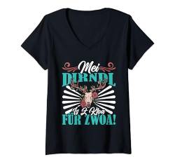 Damen Ersatzdirndl MEI DIRNDL IS Z'KLOA FÜR ZWOA München Volksfes T-Shirt mit V-Ausschnitt von Dirndl Geschenk Trachtenshirt Damen Volksfest