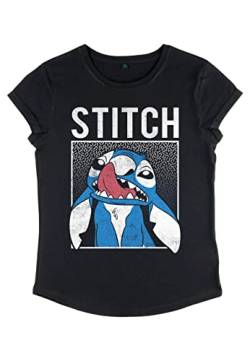 Disney Damen Lilo & Stitch Savage Stitch Women's Organic Rolled Sleeve T-shirt, Schwarz, S von Disney Classics