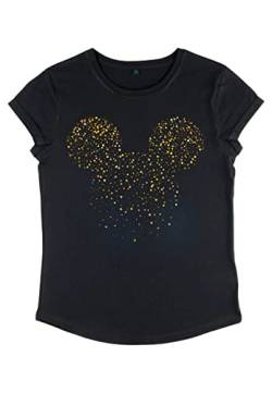 Disney Damen Mickey Classic Mickey Confetti Fill Women's Organic Rolled Sleeve T-shirt, Schwarz, S von Disney Classics