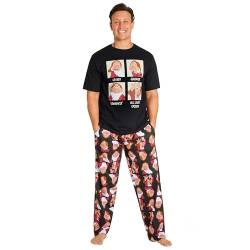 Disney Grumpy Herren Pyjamas - T-Shirt & Unterteil - Baumwolle Nachtwäsche - Schlafanzüge für Herren - Größen S-3XL (Schwarz, L) von Disney