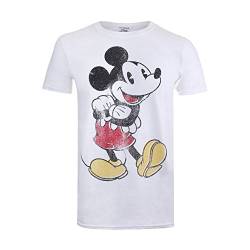 Disney Herren Vintage Mickey T-Shirt, weiß, XXL von Disney