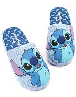 Disney Lilo And Stitch Hausschuhe für Damen | Damen Slip On Blue Stitch Charakter Kidult Merchandise House Loafers Geschenk für Sie von Disney