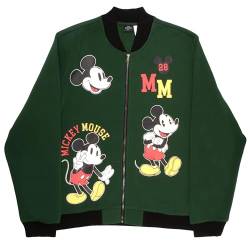 Disney Mickey Mouse Varsity Bomberjacken für Herren, Mickey-Maus-Grafikdruck, leicht, Varsity-Jacken, Freizeitmäntel, Jäger-Grün, Large von Disney