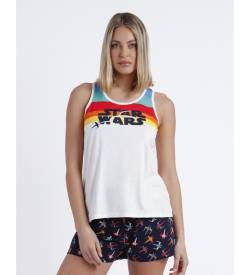 Disney für Damen. 60529-0-000001 Regenbogen Pyjama weiß (XXL), Heimtextilien, Baumwolle, Ärmellos / Hosenträger von Disney