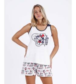 Disney für Damen. 60535-0-000004 Steamboat Willie Ärmelloser Pyjama (M), Beige, Heimtextilien, Baumwolle, Ärmellos / Hosenträger von Disney