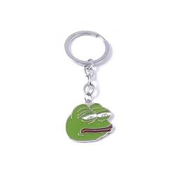 Schlüsselanhänger "Trauriger Frosch", lustiger Internet-Meme, grüner Frosch, Maske, Schlüsselanhänger, Herren, Auto, Damen, Taschenzubehör, Geschenk, grün, S, Modern von Diyfixlcd