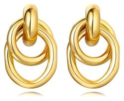 Große goldene Creolen, leichte große goldene Ohrringe for Damen, groß, golden, klobige goldene Ohrringe for Damen von Djonerc