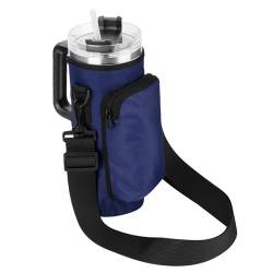 Dmuzsoih Wasserflaschentasche, wasserdicht, stoßfest, Wasserflasche Sling Bag mit verstellbarem Gurt, tragbare multifunktionale Schutztasche mit Handyfach für Wasserflasche, dunkelblau, Refer to von Dmuzsoih