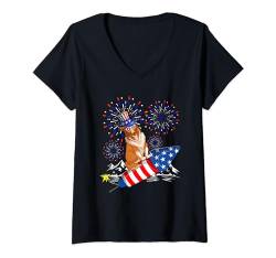 Damen Sheltie Kostüm 4. Juli Feuerwerk Patriotischer Liebhaber Kinder T-Shirt mit V-Ausschnitt von Dog 4th Of July Costume