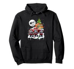 Drei Santa Huskies Pickup Truck Weihnachtsbaum Besitzer Pullover Hoodie von Dog Christmas Costume