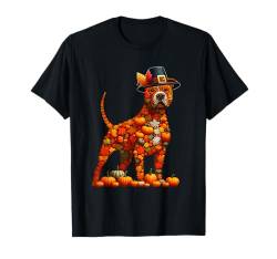 Herbstblätter Kürbisse Pit Bull Süße Form Thanksgiving Besitzer T-Shirt von Dog Thanksgiving Costume