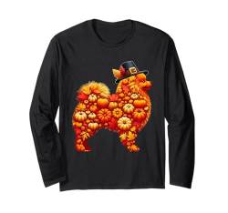 Herbstblätter Kürbisse Pomeranian Cute Shape Thanksgiving Langarmshirt von Dog Thanksgiving Costume