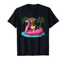 Dackel Sonnenbrille auf Flamingo Süßes Float Kostüm Sommer T-Shirt von Dog Vacations Costume