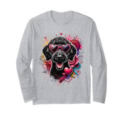 Schwarzer Labradoodle-Hund zum Valentinstag Langarmshirt von Doggies Unlimited