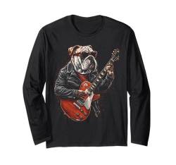 Bulldog-Gitarrist, coole Bulldogge, die Rock 'n' Roll spielt Langarmshirt von Dogs 365