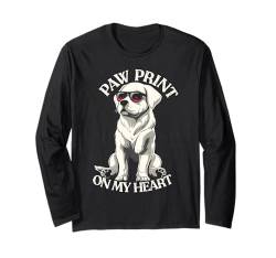 Labrador Retriever-Pfotenabdruck auf meinem Herzen, Hundeliebhaber-Design Langarmshirt von Dogs 365