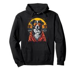 Lustiger Retro-Strand von Australian Shepherd bei Sonnenuntergang Pullover Hoodie von Dogs 365