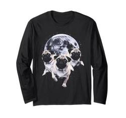 Mops, Hund, Mond, Galaxie, Weltraum, niedliches lustiges Mops-Design Langarmshirt von Dogs 365