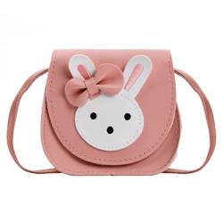 Dokeno Niedlicher Kaninchen Umhängetasche, Rosa Tasche Mädchen Tasche Kinder PU Leder Mini Taschen Mädchen Schultertasche Handtasche Mädchen mit Süße Hasenohren und Schleife für Kinder Mädchen von Dokeno