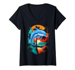 Damen Delphin Meerestier Ozean T-Shirt mit V-Ausschnitt von Dolphins Animal Design Ideas