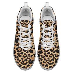 Dolyues Jahrgang Braun Leopard Drucken Damen Laufschuhe Lässige Atmungsaktive Leichte Schnüren Trainerin Schuhe EU36 von Dolyues